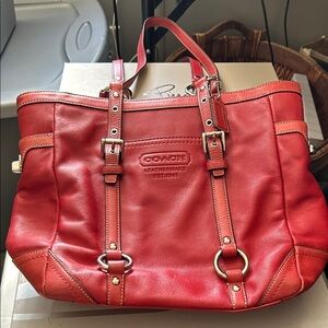 Coach Cherry Red Leather Tote